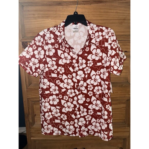 Texas red Hawaiian Shirts Short Sleeve Beach Floral button down SZ small Medium - Picture 3 of 7
